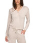 Women's Hacci Boxy Drop Shoulder Henley Top twine, Large - фото #1