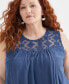 Фото #3 товара Plus Size Sleeveless Embroidered Mesh Tank Top, Created for Macy's