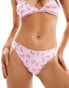 Monki mix and match soft satin thong in pink bow print