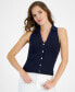 Women's Cotton Button-Front Sleeveless Sweater
