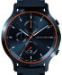 ფოტო #2 პროდუქტის Men's Blue Orange Chronograph Blue Stainless Steel Link Watch 42mm