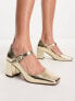 ASOS DESIGN Selene mary jane mid block heeled shoes in gold