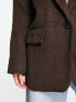 Фото #3 товара ASOS DESIGN smart oversized grandad wool mix blazer jacket in chocolate