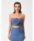 Фото #1 товара Women's Denim corset crop top with rose detail at the front