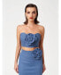 ფოტო #1 პროდუქტის Women's Denim corset crop top with rose detail at the front