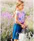 Girl Printed And Chambray Bi-Material Dress Lavender - Child