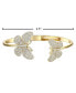 Фото #3 товара 14k Gold Plated with Cubic Zirconia French Pave Butterfly Open Cuff Bangle Bracelet