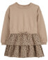 Toddler Leopard Ruffle Long-Sleeve Dress 4T