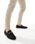 ASOS DESIGN loafers in black faux suede with snaffle detail US 7 Wide Fit - фото #8