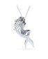 ფოტო #2 პროდუქტის Nautical Large Dangling Sea Siren Mermaid Necklace Pendant For Women Oxidized Sterling Silver