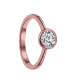 RA 18K Rose Gold Plated with Cubic ZIrconia Modern Bezel Promise Engagement Ring