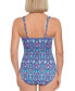 Фото #3 товара Swim Solutions Women Tummy-Control Shirred One-Piece Swimsuit Navy Multi Size 10