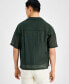 ფოტო #2 პროდუქტის Men's Oversized-Fit Cropped Macramé Button-Down Camp Shirt