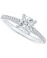 Diamond Cushion-Cut Cathedral Solitaire & Pavé Engagement Ring (5/8 ct. t.w.) in 14k White Gold