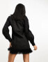 Jaded Rose faux feather hem shirt mini dress in black