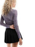 Daisy Street high neck long sleeve mesh top in check