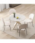 Фото #4 товара Round Dining Table 36" Faux Marble Tabletop Rubber Wood Legs Kitchen