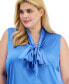 Фото #2 товара Plus Size Satin Sleeveless Bow-Neck Top, Created for Macy's