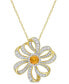 ფოტო #1 პროდუქტის Citrine (3/4 ct. t.w.) and White Topaz (1 1/4 ct. t.w.) Flower Necklace in 18k Gold Plated Sterling Silver