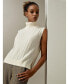 Фото #4 товара Women's Turtleneck Sleeveless Cashmere Vest