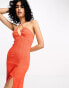 Фото #4 товара NA-KD x Jasmin Azizam high slit bandeau tie front maxi dress in red