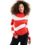 Mango wave stripe jumper in red and white