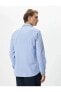 4sam60020hw 643 Mavi Erkek Dokuma Uzun Kollu Basic Gömlek