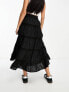 Фото #8 товара Miss Selfridge cotton lace insert tiered maxi skirt in black