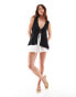 Фото #2 товара ASOS DESIGN loose knit crochet look festival tie front waistcoat in black