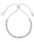 ფოტო #1 პროდუქტის Silver-Tone Round-Stone Bolo Bracelet