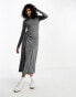 Фото #1 товара ASOS DESIGN long sleeve washed maxi dress with ruched side in washed charcoal