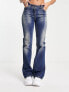 Фото #4 товара COLLUSION x008 rigid flare jeans in dark y2k wash