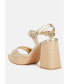 Фото #2 товара lofty metallic faux leather block heel sandals