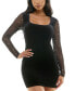 ფოტო #1 პროდუქტის Juniors' Embellished-Sleeve Velvet Bodycon Dress