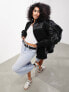 ASOS EDITION oversized faux leather patchwork bomber jacket in black M - фото #5