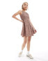 Daisy Street shirred mini tea dress in brown pink ditsy Braun, Rosa, DE 50 - фото #1