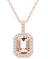 Morganite (1-3/8 Ct. T.W.) and Diamond (1/4 Ct. T.W.) Halo Pendant Necklace in 14K Rose Gold