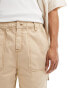 Native Youth contrast stitch utility shorts in beige