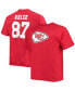 Фото #1 товара Men's Big and Tall Travis Kelce Red Kansas City Chiefs Player Name Number T-shirt