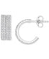 Cubic Zirconia Pavé Four Row Extra Small Huggie Hoop Earrings, 0.49"