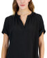 Фото #3 товара Women's Split-Neck Rolled-Cuff Top