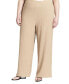 ფოტო #1 პროდუქტის Plus Size Pintuck Detail Linen Trouser