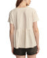 ფოტო #2 პროდუქტის Women's Cotton Embroidered Babydoll Tie-Neck Top