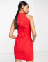 Фото #2 товара ASOS DESIGN structured racer mini dress with slit detail in red