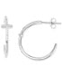 ფოტო #1 პროდუქტის Cubic Zirconia Cross Polished Tube Small Hoop Earrings, 0.79"