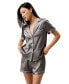 Women's 22 Momme Summer Short Silk Pajama Set Серый, Small - фото #1