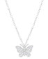 ფოტო #1 პროდუქტის Diamond Butterfly 18" Pendant Necklace (1/4 ct. t.w.) in Sterling Silver