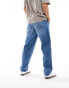 Фото #4 товара DTT elasticated waist contrast panel rigid baggy fit jeans in mid blue