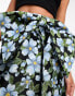 Фото #12 товара ASOS DESIGN jacquard mini skirt with bow detail in dark blue floral