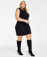 Фото #3 товара Plus Size Sleeveless Grommet-Detail Mini Dress, Created for Macy's